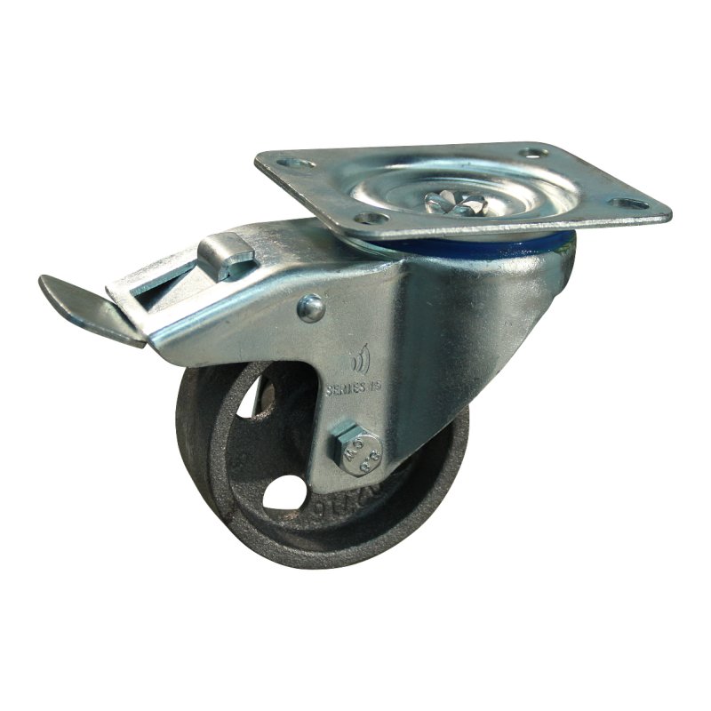 zwenkwiel geremd 80mm serie 45 ᠆ 15 plaatbevestiging glijlager