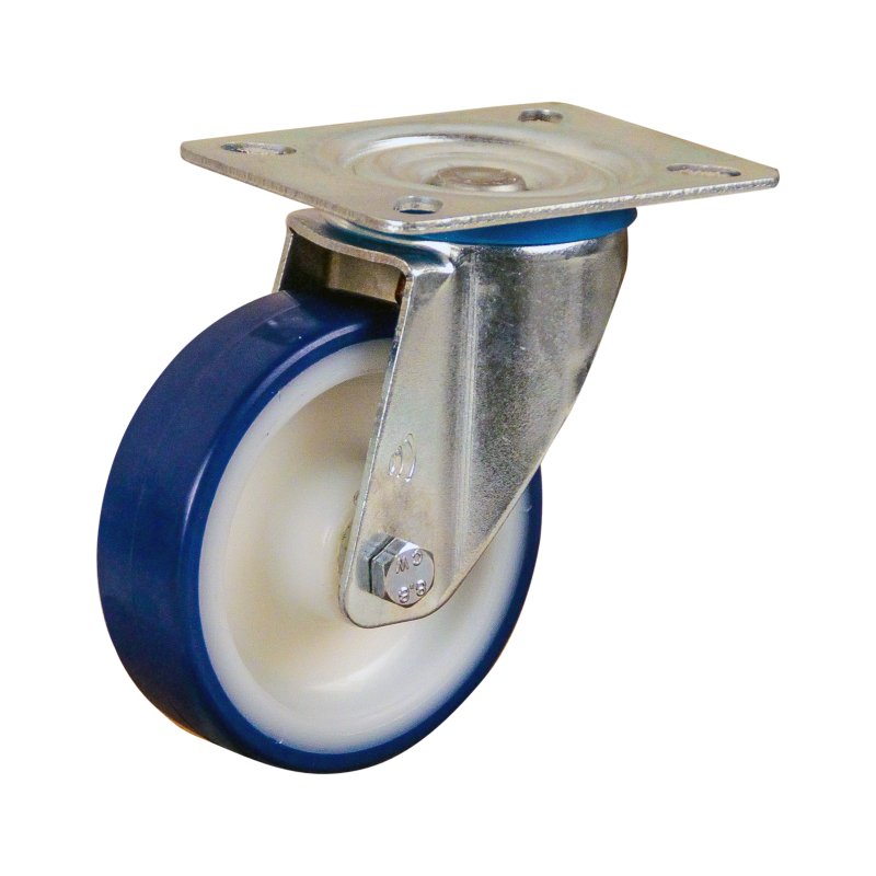 zwenkwiel 100mm serie 27 ᠆ 12 plaatbevestiging RVS rollager