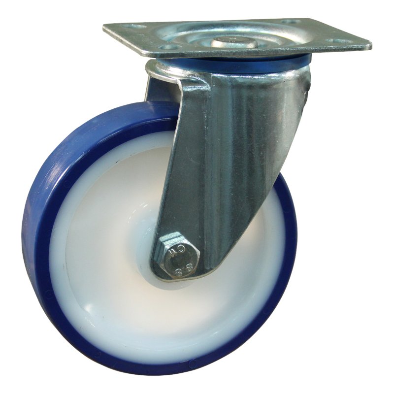 swivel castor 125mm series 27 ᠆ 12 plate mounting plain bore