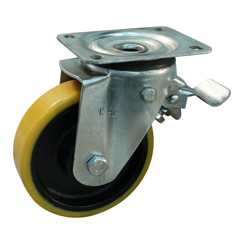 swivel castor with brake 250mm series 28 ᠆ 11 plate mounting ball bearing