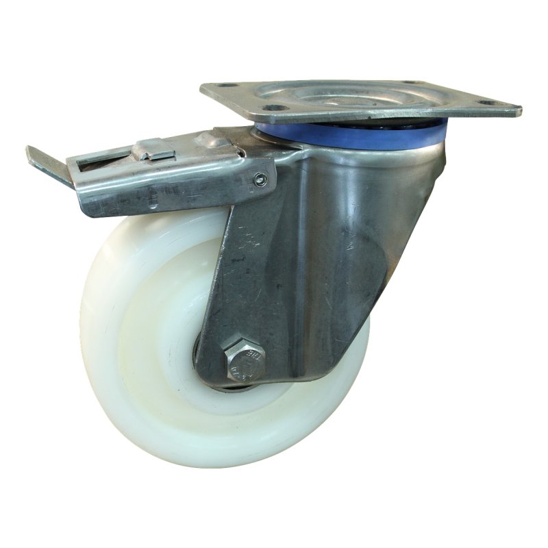 Lenkrolle mit Feststeller 150mm serie 33 ᠆ 35 Plattenbefestigung Kugellager aus rostfreiem Stahl