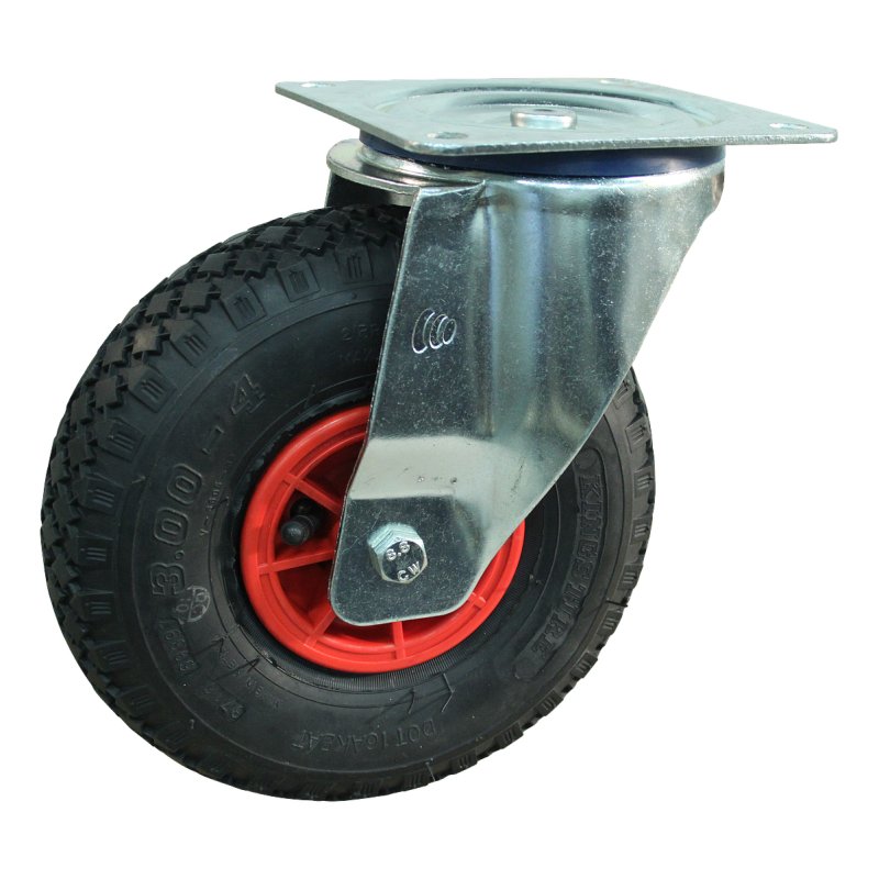 swivel castor + plain bore Ø20 NL75mm plastic red 3.00x4 block 2.10X4 91 plate mounting plain bore