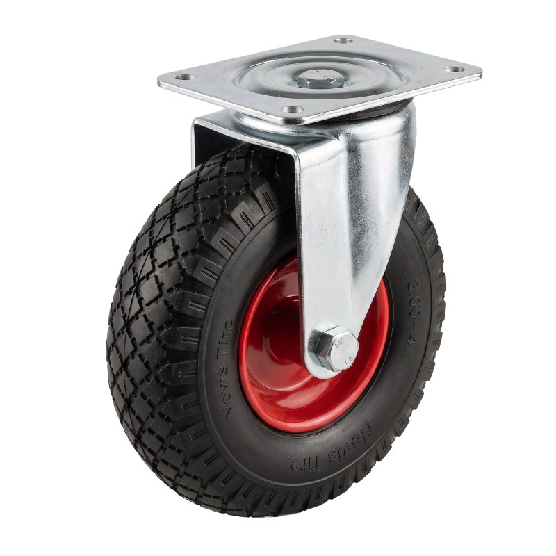 swivel castor + roller bearing Ø20 NL75mm steel red 3.00x4 block 2.10X4 91 plate mounting roller bearing