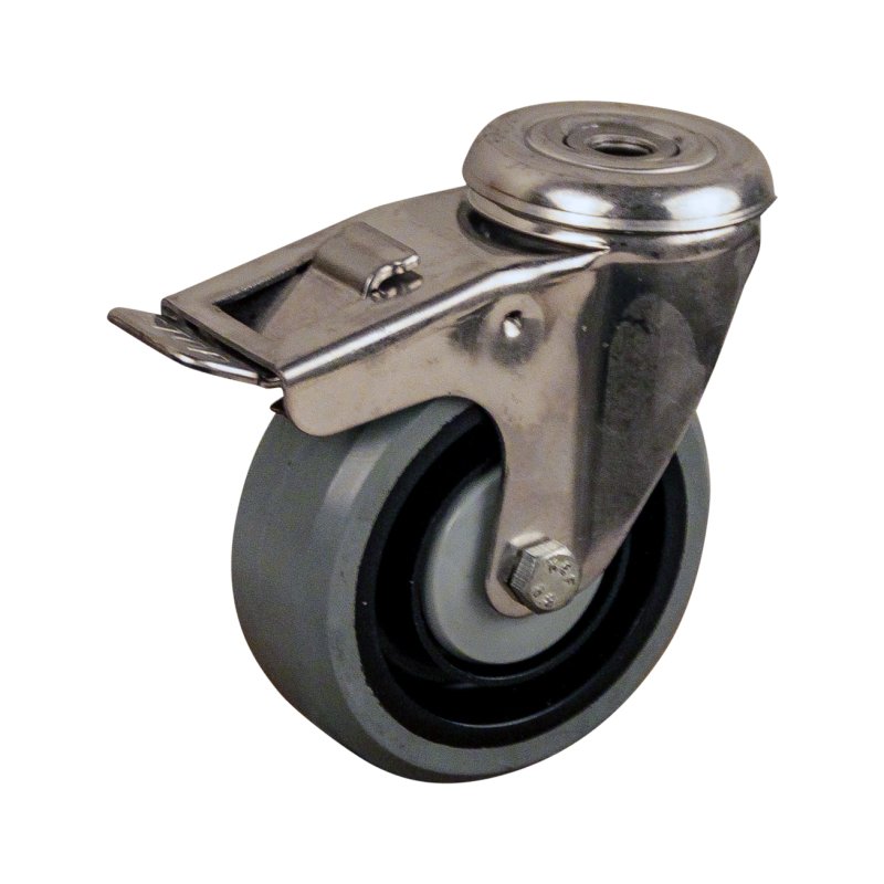 swivel castor with brake 100mm series 14 ᠆ 30 bolt hole Stainless steel ball bearing