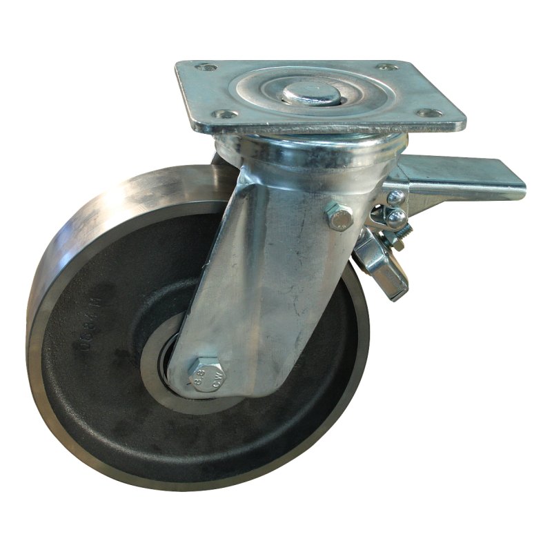 roulette pivotante avec frein 200mm serie 45 ᠆ 18 montage de la plaque palier lisse