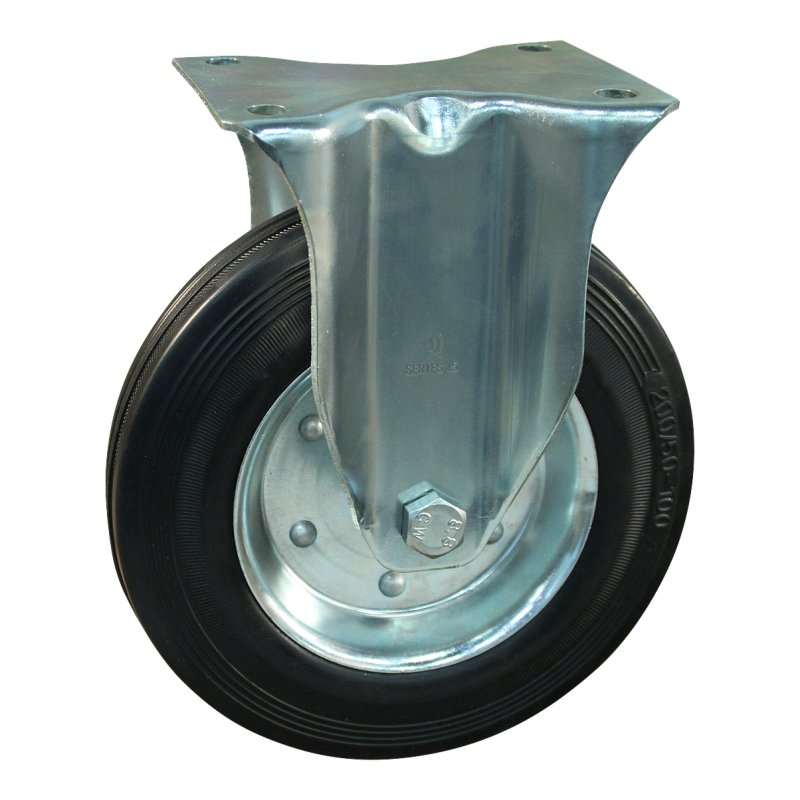 fixed castor 200mm series 02 ᠆ 15 plate mounting plain bore