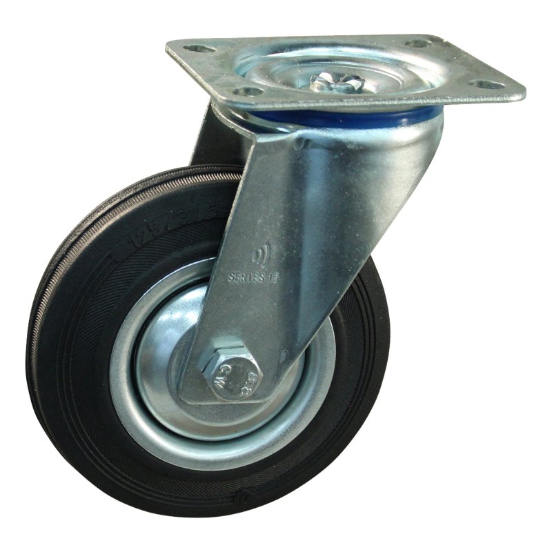 swivel castor 125mm series 02 ᠆ 15 plate mounting konus-kogellager