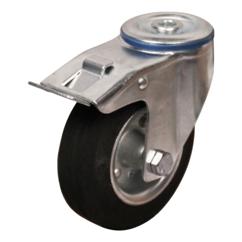 Lenkrolle mit Feststeller 125mm Serie 02 ᠆ 15 Rückenloch Rollenlager