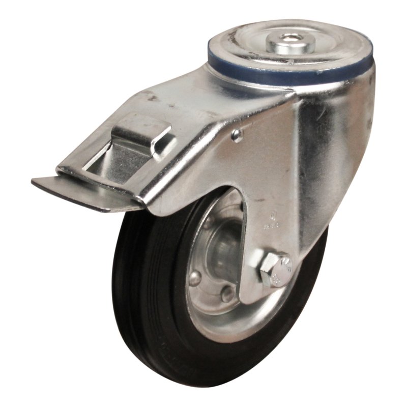 Lenkrolle mit Feststeller 160mm Serie 02 ᠆ 15 Rückenloch Rollenlager