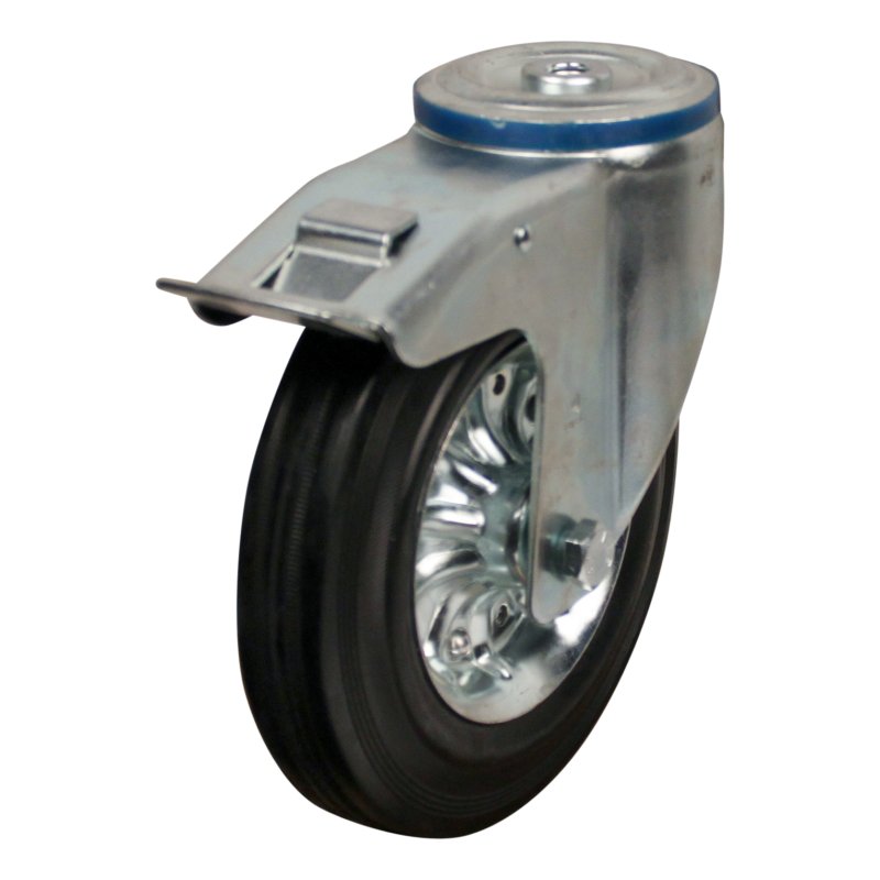 swivel castor with brake 200mm series 02 ᠆ 15 bolt hole plain bore