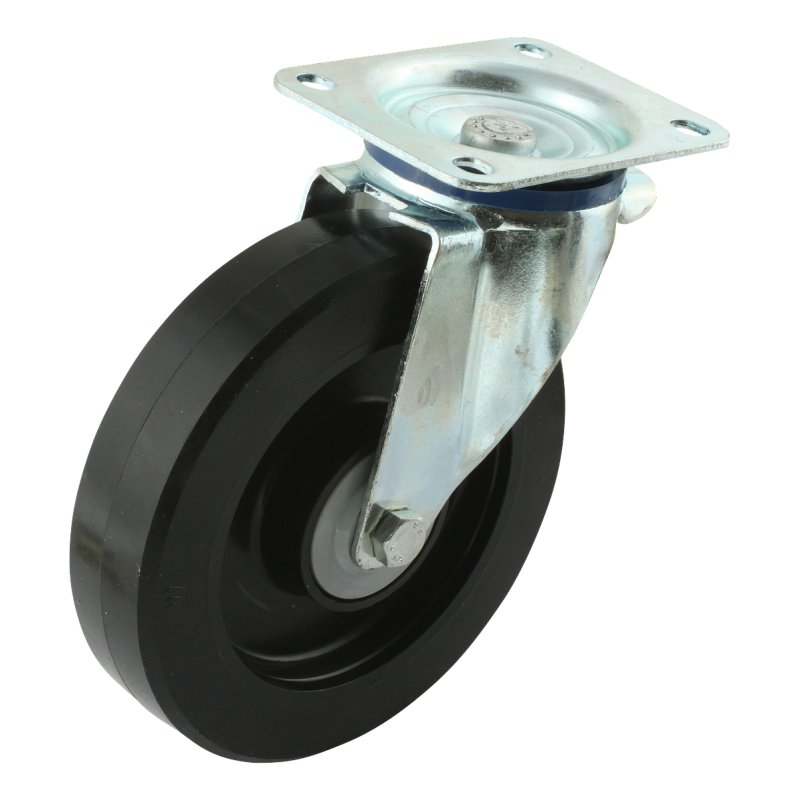 swivel castor 160mm series 07 ᠆ 12 plaatbevestiging met uitsparing richtingvastzetter ball bearing
