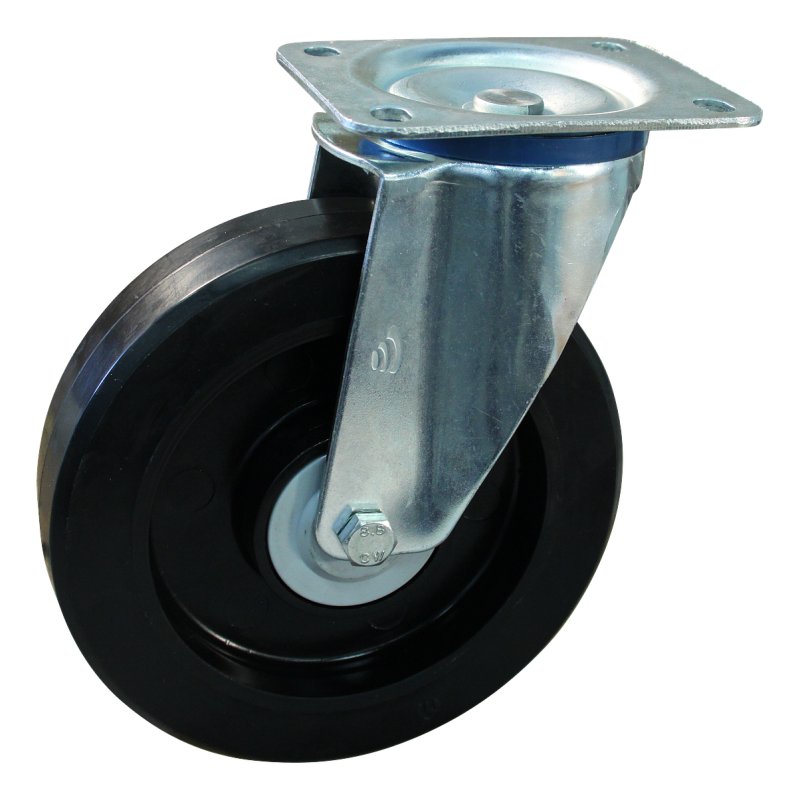 swivel castor 200mm series 07 ᠆ 12 plate mounting ball bearing