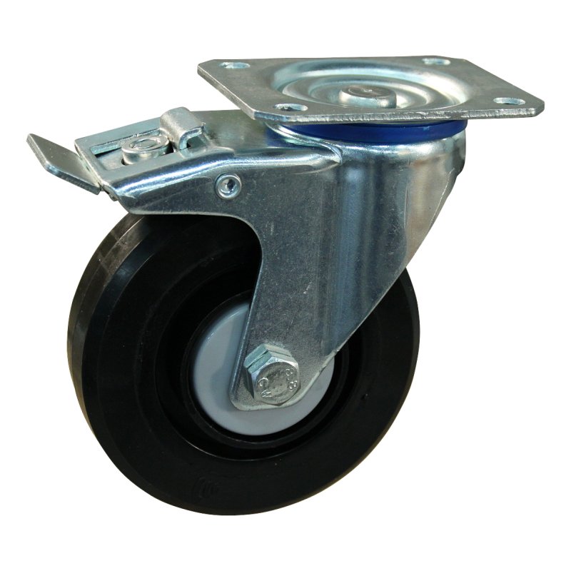 swivel castor with brake 80mm series 07 ᠆ 12 plate mounting ball bearing