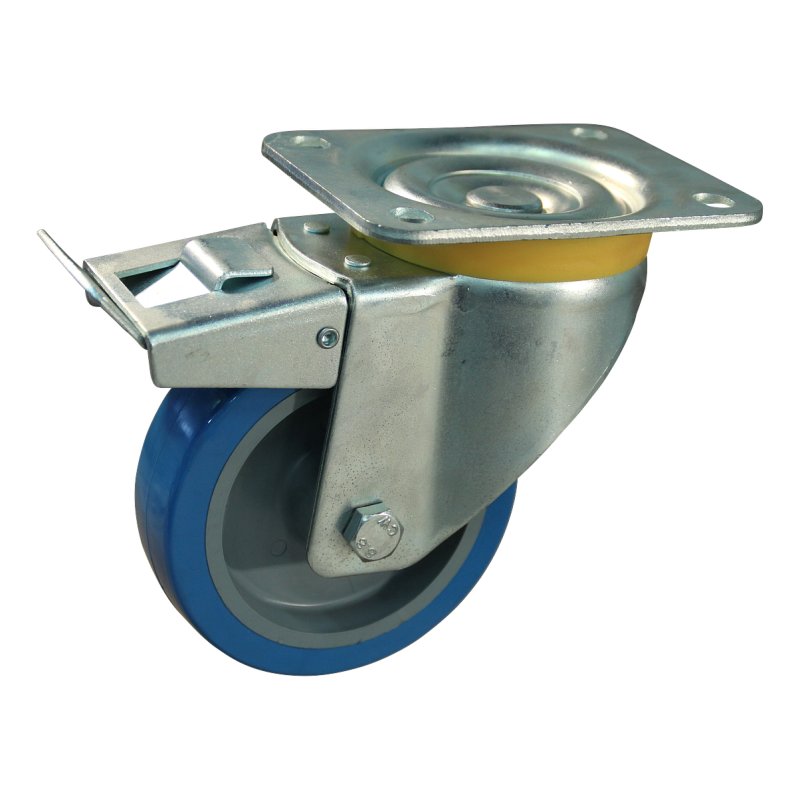 zwenkwiel geremd 125mm serie 21 ᠆ 16 plaatbevestiging kogellager