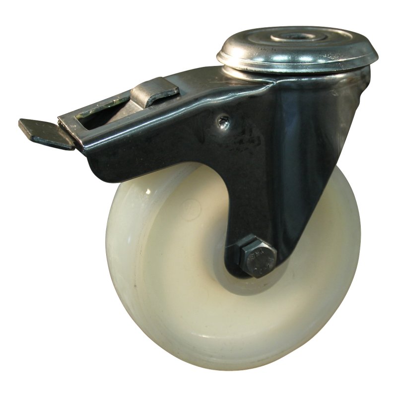 Lenkrolle mit Feststeller 125mm serie 34 ᠆ 30 Rückenloch Rollenlager Edelstahl