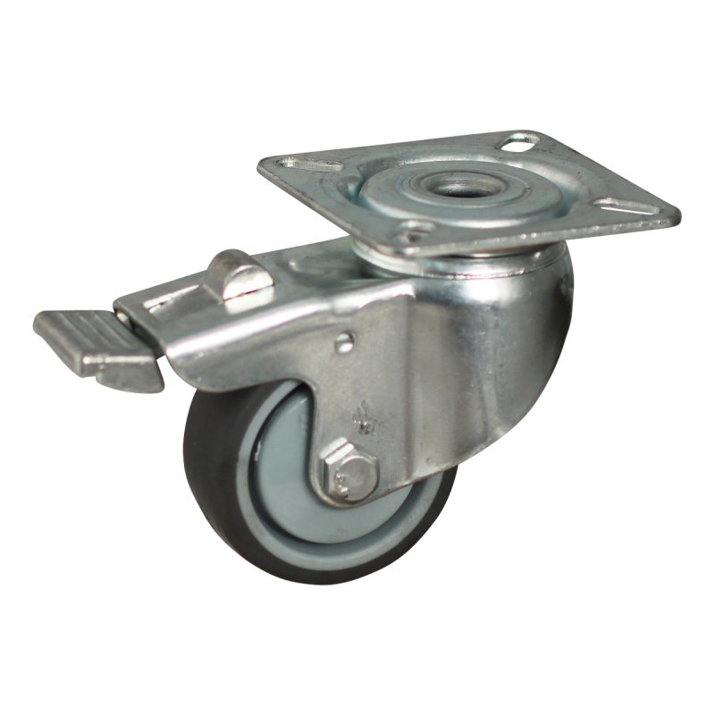 swivel castor with brake 50mm series 68-60 plate mounting ball bearing