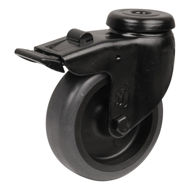 swivel castor with brake Novio Black series 68-60 plain bore