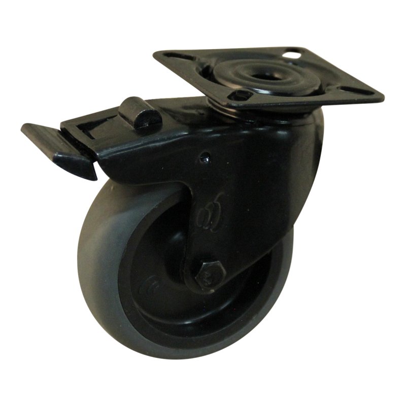 Lenkrolle mit Feststeller 75mm Novio Black Serie 68-60 Plattenbefestigung Gleitlager