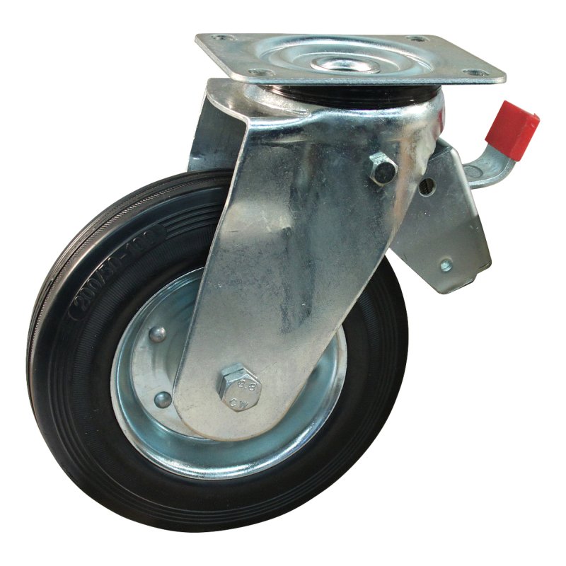 Lenkrolle mit Feststeller 250mm Serie 02 ᠆ 11 Plattenbefestigung Kugellager