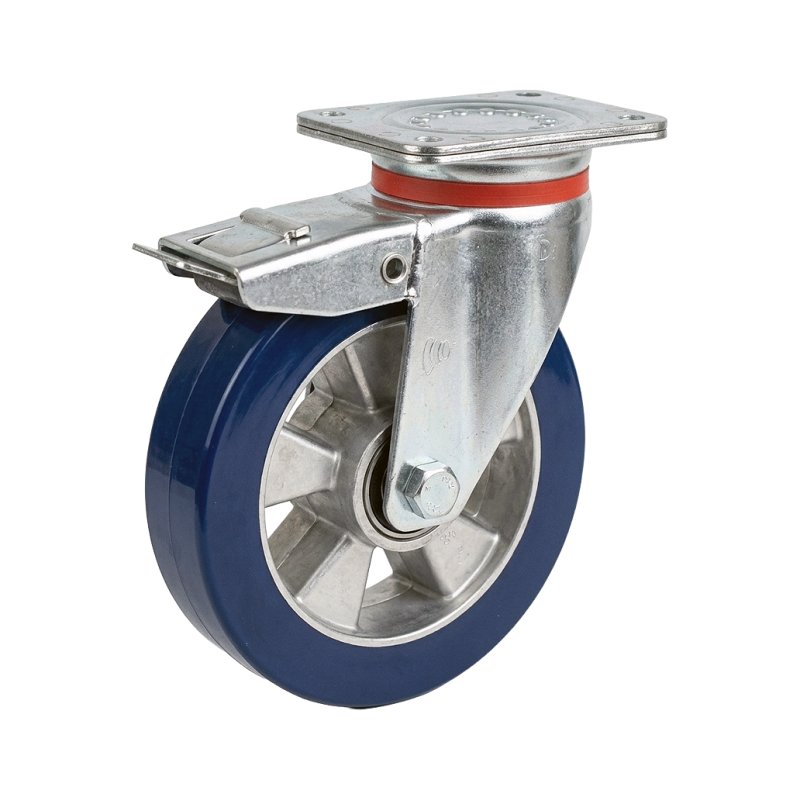 swivel castor with brake 200mm series 03 ᠆ 17 plate mounting ball bearing
