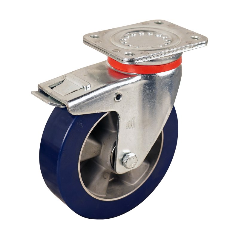 swivel castor with brake 200mm series 03 ᠆ 17 plate mounting ball bearing
