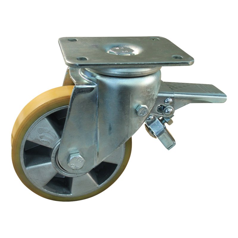 Lenkrolle mit Feststeller 160mm Serie 29 ᠆ 19 Plattenbefestigung Kugellager