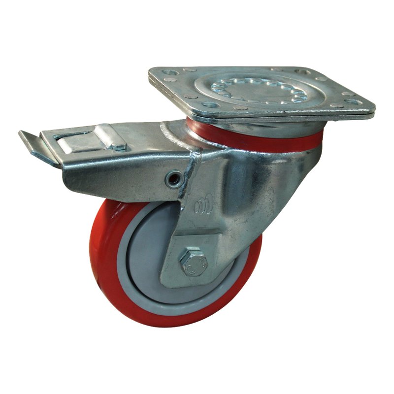 zwenkwiel geremd 125mm serie 21 ᠆ 17 plaatbevestiging kogellager
