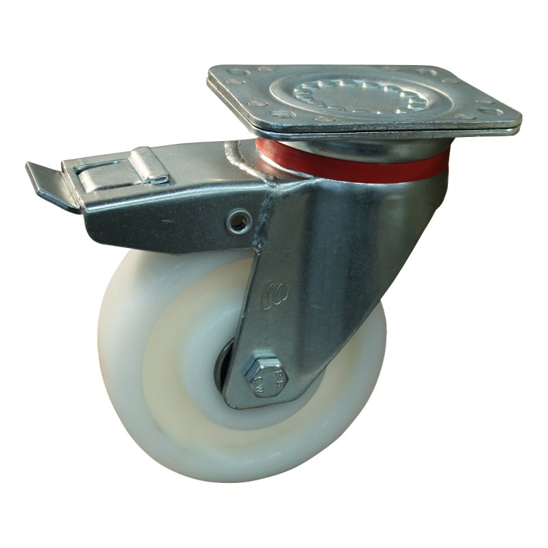 roulette pivotante avec frein 125mm serie 33 ᠆ 17 montage de la plaque palier lisse