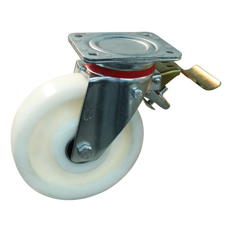 swivel castor with brake 150mm serie 33 ᠆ 17 plate mounting ball bearing