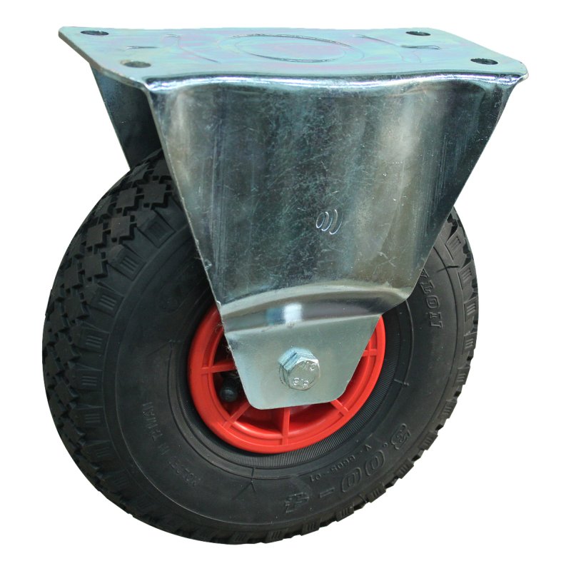 fixed castor 3.00-4 2.10x4 ET0 roller bearing Ø20 NL75mm plastic S-2303 red 12 plate mounting roller bearing