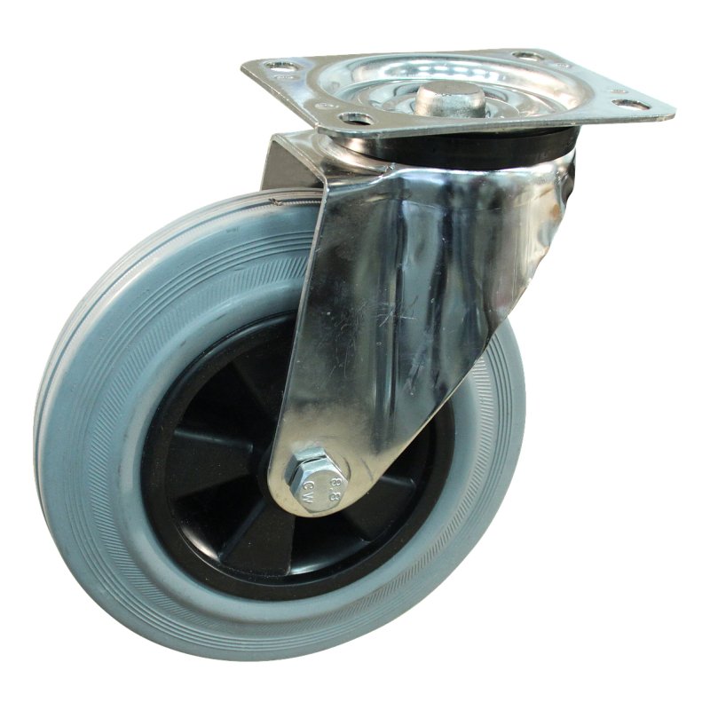 zwenkwiel 200mm serie 11 ᠆ 31 plaatbevestiging RVS rollager
