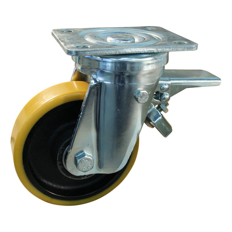 swivel castor with brake 150mm series 28 ᠆ 18 plate mounting ball bearing