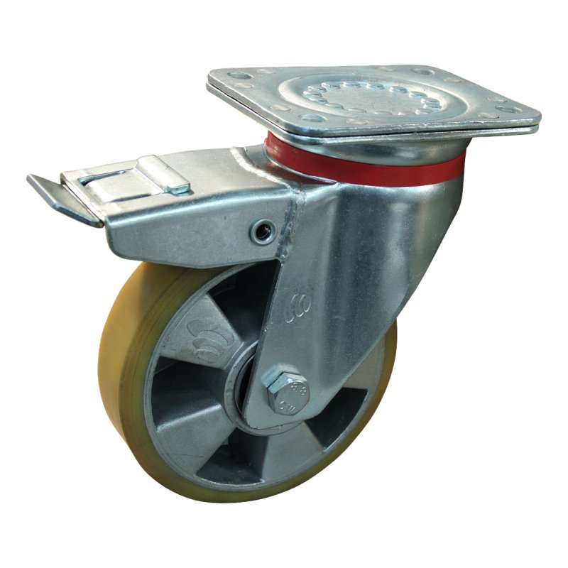 zwenkwiel geremd 125mm serie 29 ᠆ 17 plaatbevestiging kogellager