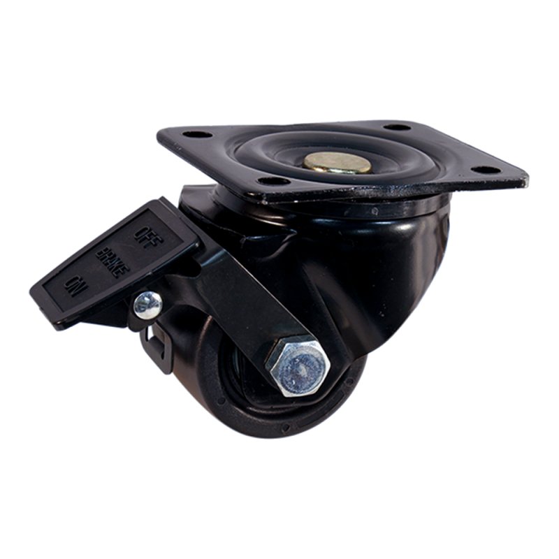 swivel castor with brake 75mm Novio Black series 33 - 26 plate mounting ball bearing