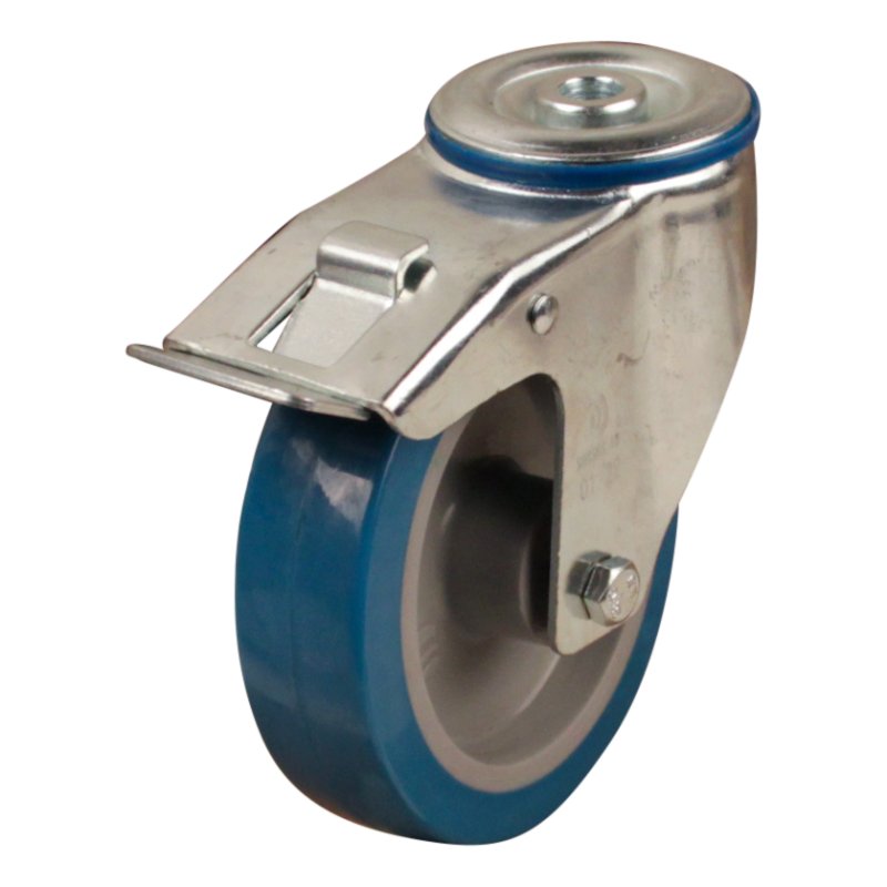 Lenkrolle mit Feststeller 125mm serie 21 ᠆ 15 Rückenloch Rollenlager