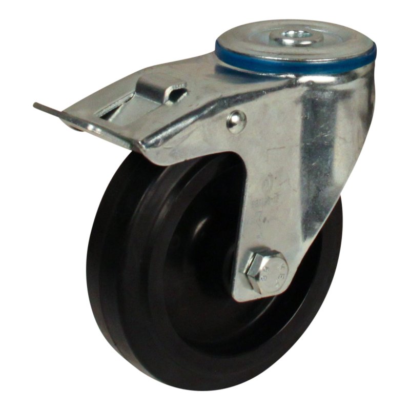 Lenkrolle mit Feststeller 125mm Serie 07 ᠆ 15 Rückenloch Rollenlager