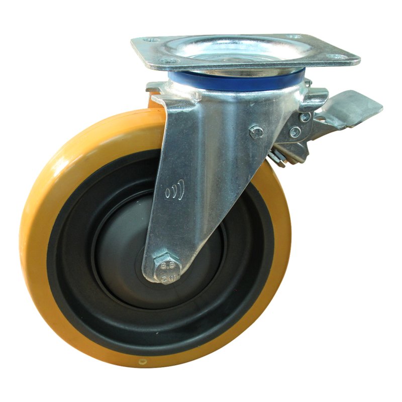 Lenkrolle mit Feststeller 160mm serie 21 ᠆ 12 plaatbevestiging met uitsparing richtingvastzetter Kugellager