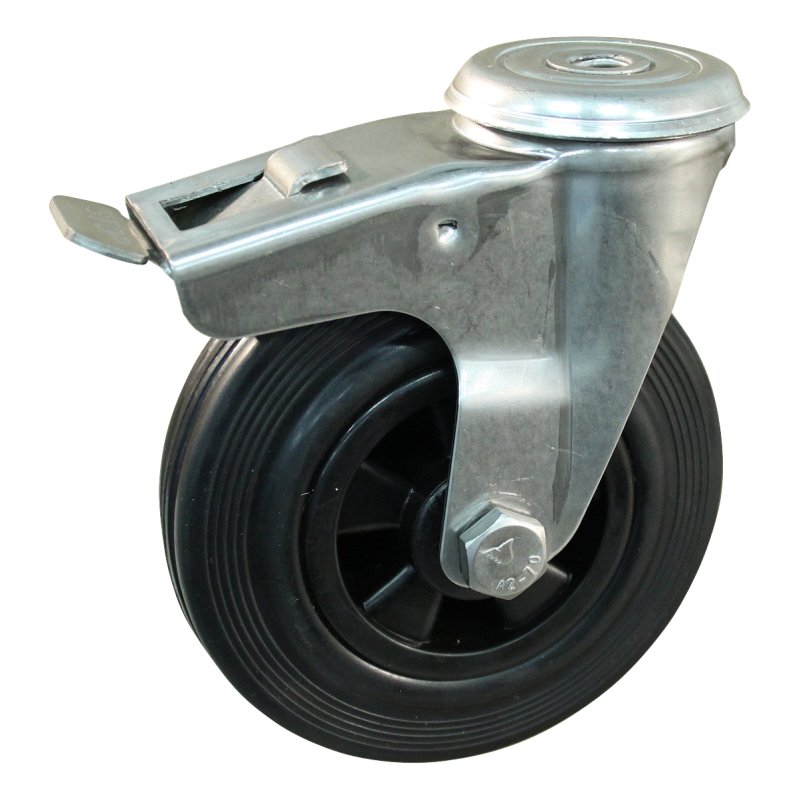 Lenkrolle mit Feststeller 160mm Serie 01 ᠆ 30 Rückenloch Gleitlager