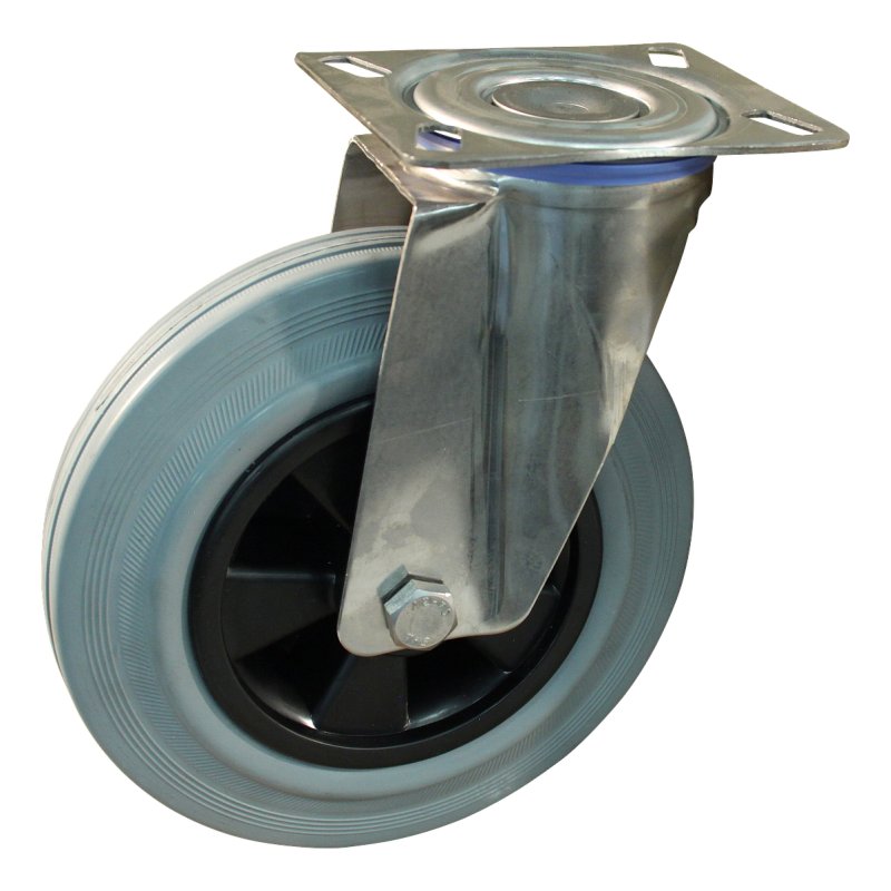 zwenkwiel 200mm serie 11 ᠆ 30 plaatbevestiging RVS rollager