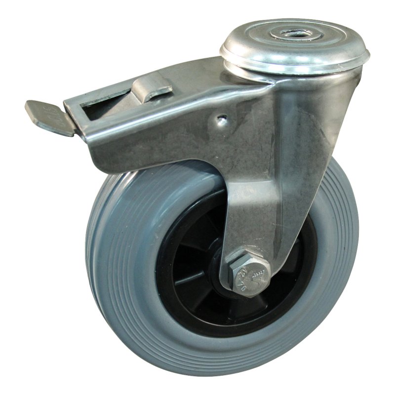 roulette pivotante avec frein 100mm serie 11 ᠆ 30 trou pour boulon palier lisse