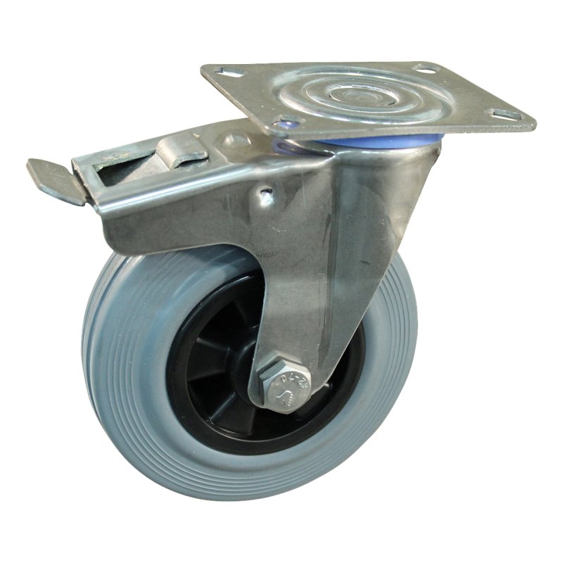 roulette pivotante avec frein 160mm serie 11 ᠆ 30 montage de la plaque roulement à aiguilles éxécution inox
