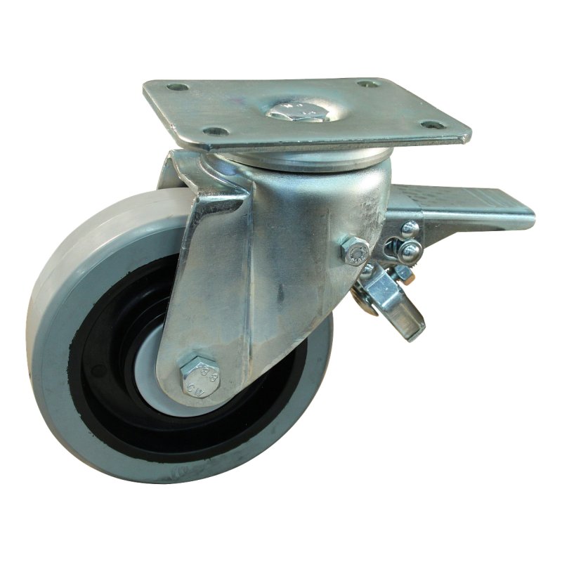 Lenkrolle mit Feststeller 125mm Serie 14 ᠆ 19 Plattenbefestigung Kugellager