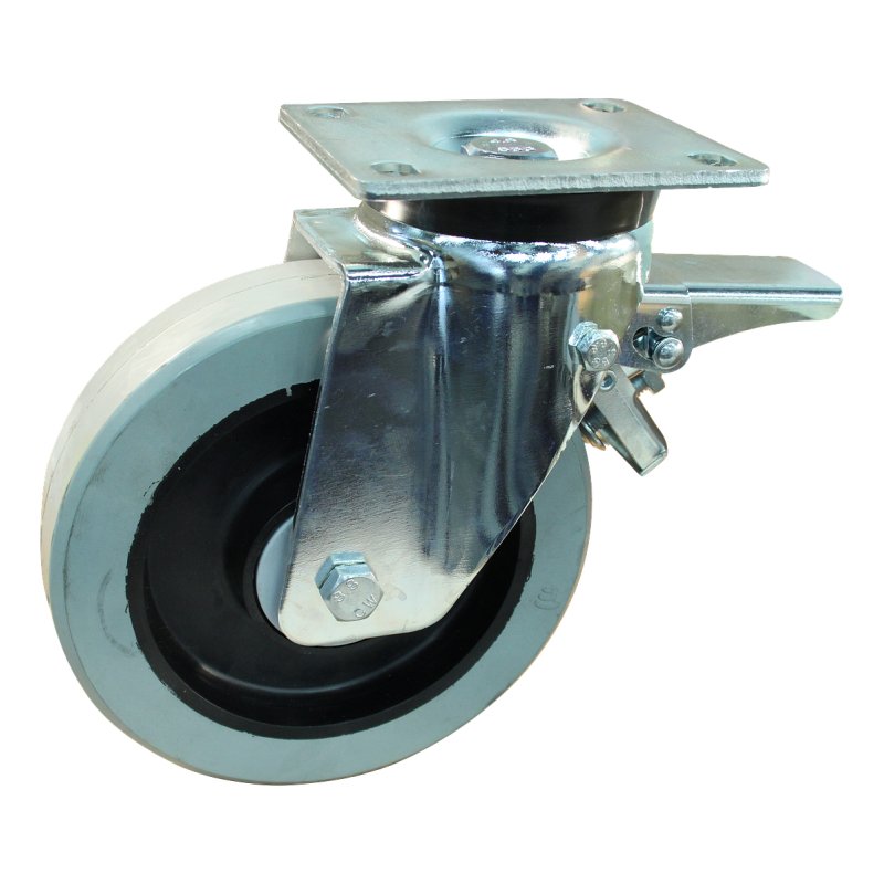 swivel castor with brake 200mm series 14 ᠆ 32 plate mounting ball bearing