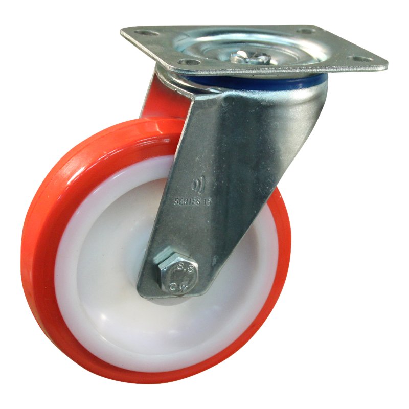 swivel castor 100mm series 27 ᠆ plate mounting plain bore