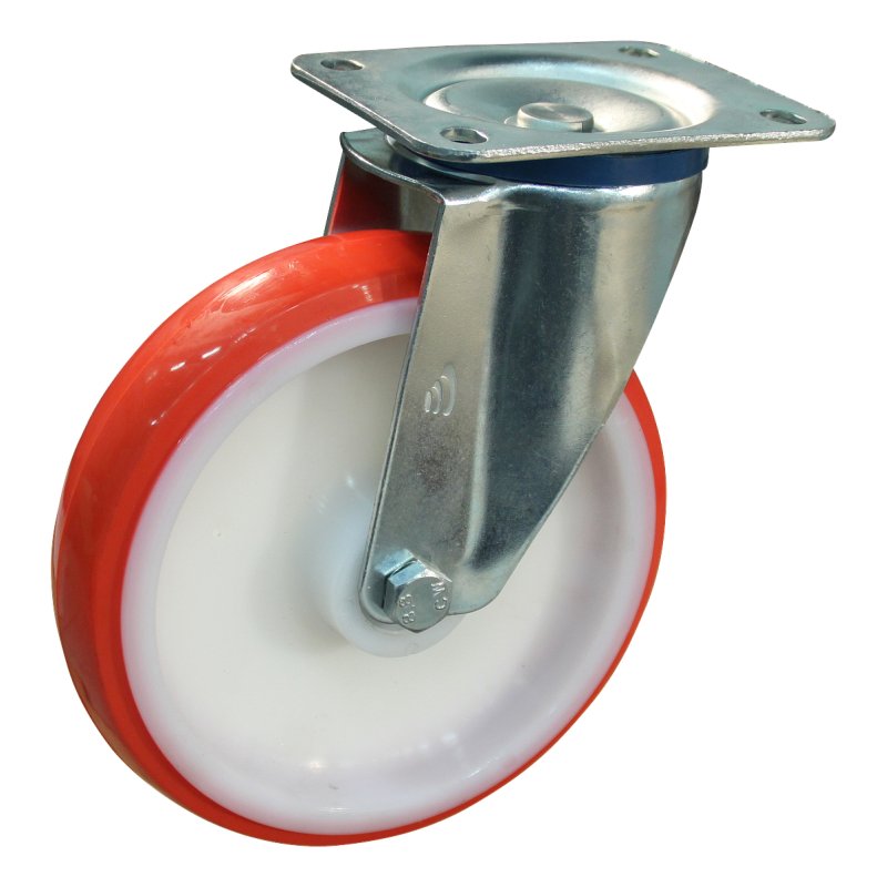 swivel castor 200mm series 27 ᠆ 15 plate mounting roller bearing