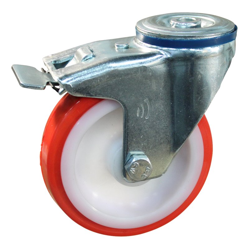 Lenkrolle mit Feststeller 125mm serie 27 ᠆ 15 Rückenloch Gleitlager