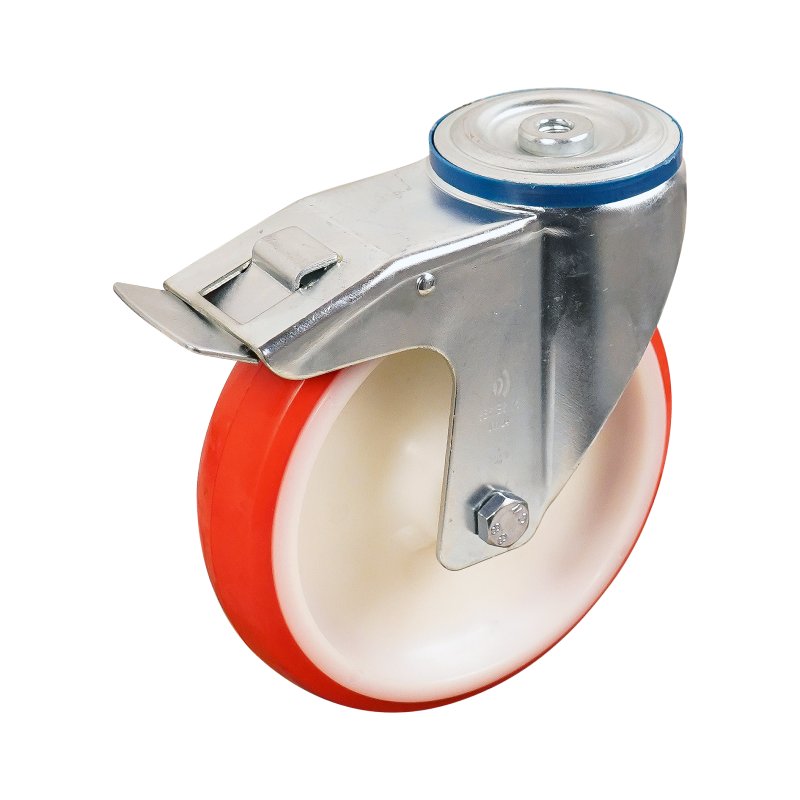 swivel castor with brake 175mm series 27 ᠆ 15 bolt hole roller bearing