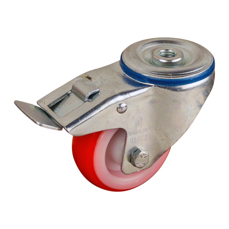 Lenkrolle mit Feststeller 80mm serie 27 ᠆ 15 Rückenloch Rollenlager Edelstahl