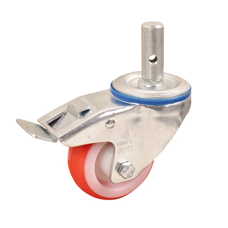 swivel castor with brake 80mm series 27 ᠆ 15 pin roller bearing
