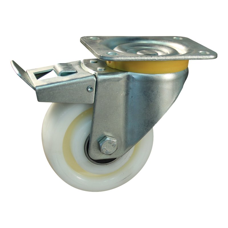 roulette pivotante avec frein 125mm serie 33 ᠆ 16 montage de la plaque palier lisse